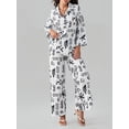 thumbnail image 5 of Yunliwuli Women's 2 Piece Casual Set, Loose Graphic Print Long Sleeve Button Down Shirt Straight Leg Pants for Fall, 5 of 9