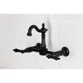thumbnail image 3 of Kingston Brass KS2440PKL Duchess Double-Handle Wall-Mount Bridge Kitchen Faucet, Matte Black, 3 of 7