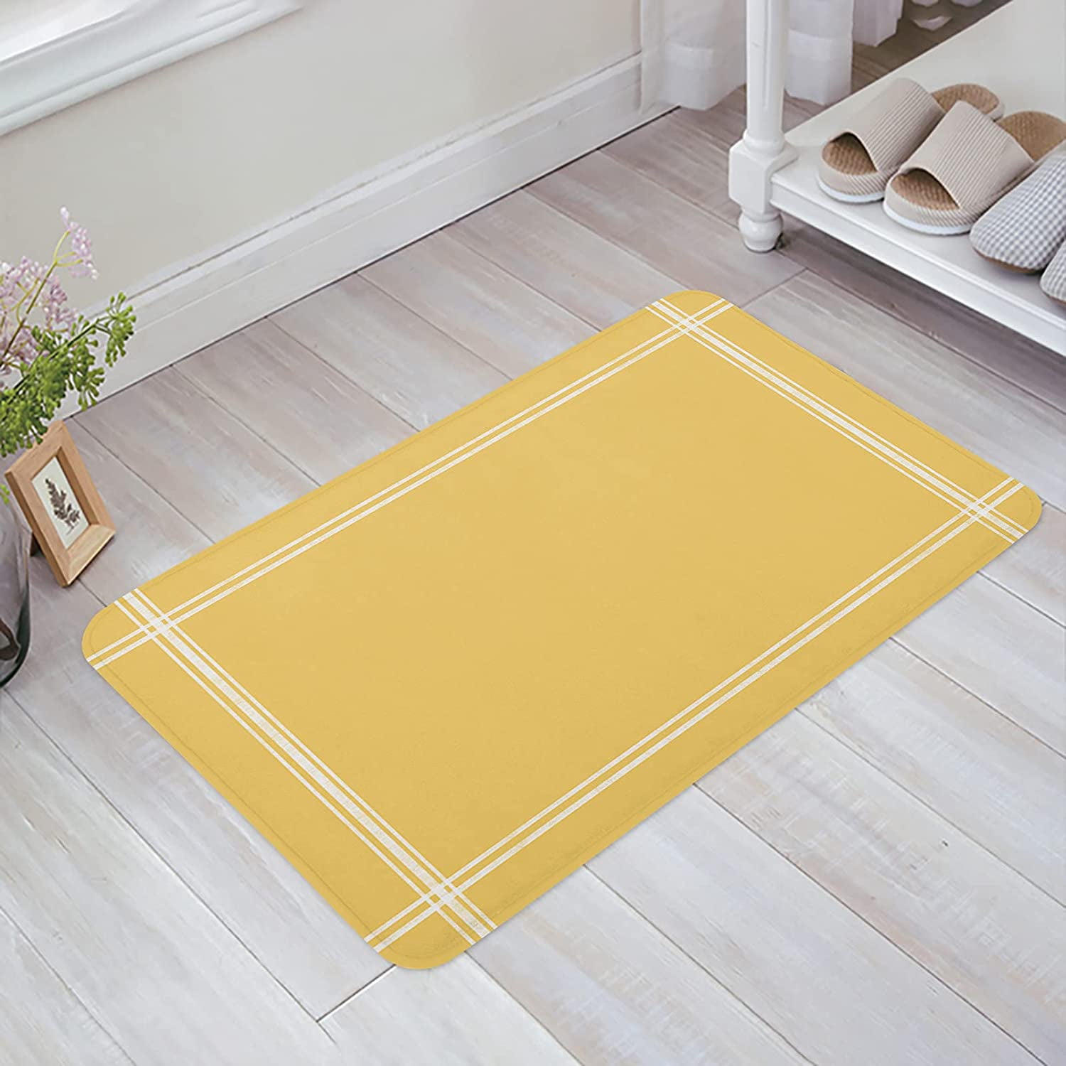 Outdoor Rug 20x32 Inch Area Rug for Bedroom Decor Yellow Solid Color