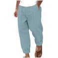 thumbnail image 3 of Styesk Men's Pants Men Leisure Solid Color Button Elastic Waist Draw Rope Full Length Pants, 3 of 9