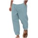 thumbnail image 2 of Pantalones largos para hombre, de ocio, de color liso, con botones, cintura elástica y cordón ajustable, de poliéster., 2 of 9