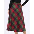 thumbnail image 4 of DARING DIVA Women's Vintage Plaid A-Line Work Long Maxi Skirt X-Small Red Green, 4 of 6