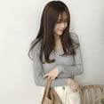 thumbnail image 2 of Slim Fit Women Fashion Casual V-Neck Sweaters Solid Winter T-Shirt Wear Long Sleeve Sweat Shirts, 2 of 6