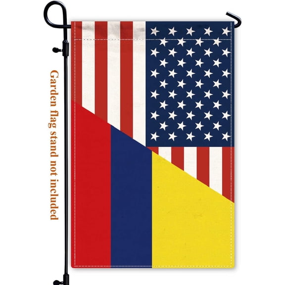 Colombia USA Friendship Garden Flag, 12 x 18 Inch Heavy Duty Outdoor Double-Sided Banner for Patio and Yard