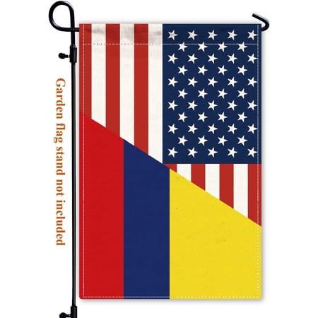 Colombia USA Friendship Garden Flag, 12 x 18 Inch Heavy Duty Outdoor Double-Sided Banner for Patio and Yard
