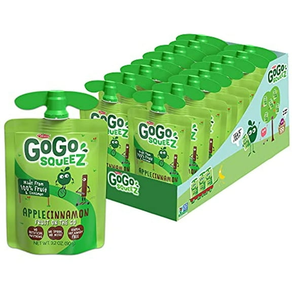 Gogo Squeez Fruit On The Go, Apple Cinnamon, 3.2 Oz. (18 Pouches) - Tasty Kids Applesauce Snacks Made From Apples & Cinnamon - Gluten Free Snacks For Kids - Nut & Dairy Free - Vegan Snacks