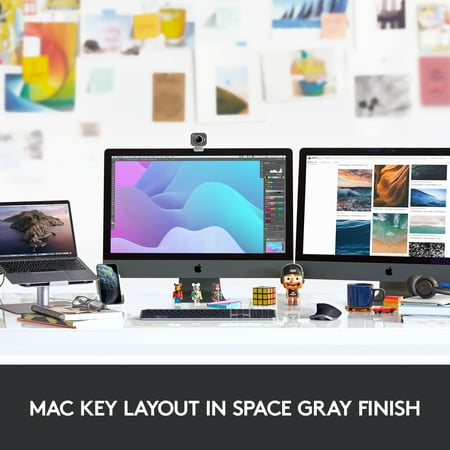 Logitech - MX Keys Full-size Wireless Bluetooth Membrane Keyboard for Mac with Smart Illumination - Space Gray