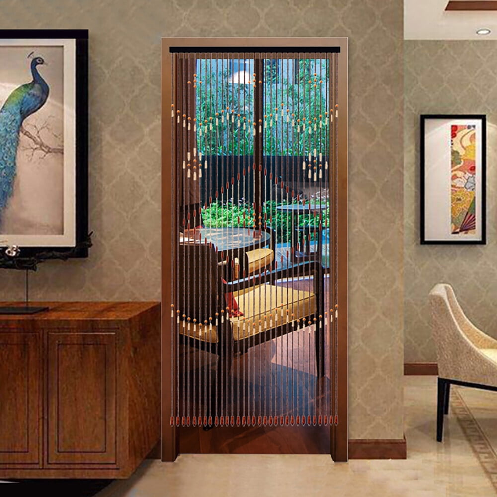 PEAKORA31 Line Bead Curtain, String Door Curtains Beaded Wooden Curtain Chocolate Brown For Home Doorways, Wardrobes