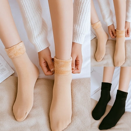 

HEVIRGO Autumn Winter Warm Thick Solid Color Women Elastic Breathable Middle Tube Socks Nylon + Cotton + Spandex