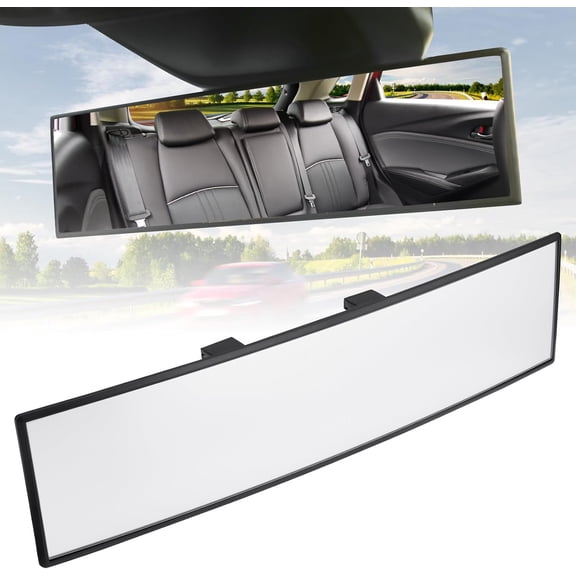 JOYTUTUS Rear View Wide Angle Mirror ,Clip-on Universal 11.81 Inch Panoramic Convex Interior for Car SUV Trucks (Clear)