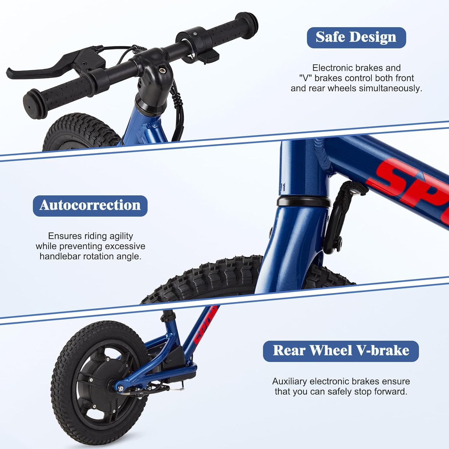 Rugerasy 24V 100W Electric Balance Bike for Ages 3-5,12in E-Dirt Bike with Inflatable Tires,Adjustable Seat & Training Wheels Option,Blue