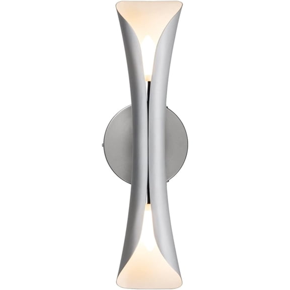 Tubicen Art Deco Wall Sconce – Dimmable Aluminum Up & Down Wall Light, 15.7” Hardwired Indoor Fixture for Living Room, Hallway, Bedroom, Silver