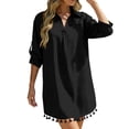 thumbnail image 2 of SOOMLON Dress Cover up for Women Plus Size Fringe Swimsuit Coverup Long Sleeve Shirt Dress Elegant Beach Party Swimwear, 2 of 7