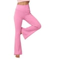 thumbnail image 2 of YDFCWXW Flare Yoga Pants for Women, Crossover Soft High Waist Bootcut Leggings Pink, S, 2 of 8