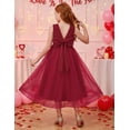 thumbnail image 4 of Oudiya Flower Girls Dress Bowknot V-Back Formal Pageant Ball Gown Party Wedding Tulle Long Dresses, 4-12Y, 4 of 6