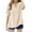 Beige, variant on KAUOD Teen Youth Girls Buttons V Neck Tunic Front Open Solid Cotton Linen Beach Casual Summer Blouse Shirts Short Sleeve