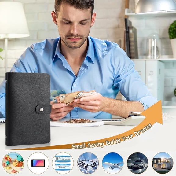 100 Envelope Money Saving Challenge, Money Saving Challenge Handbook, Motivates You To $5050, Includes A Money-saving Binder With 100 Pre-numbered Pockets.(One Size,Black)