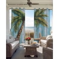 thumbnail image 4 of Coastal Beach Tree Blackout Curtains, Light Blocking Print Window Curtains, Summer Tropical Starfish Wood Grain Thermal Insulated Window Drapes for Living Room Kitchen Cafe 2 Panels, 104"W x 52"L, 4 of 9