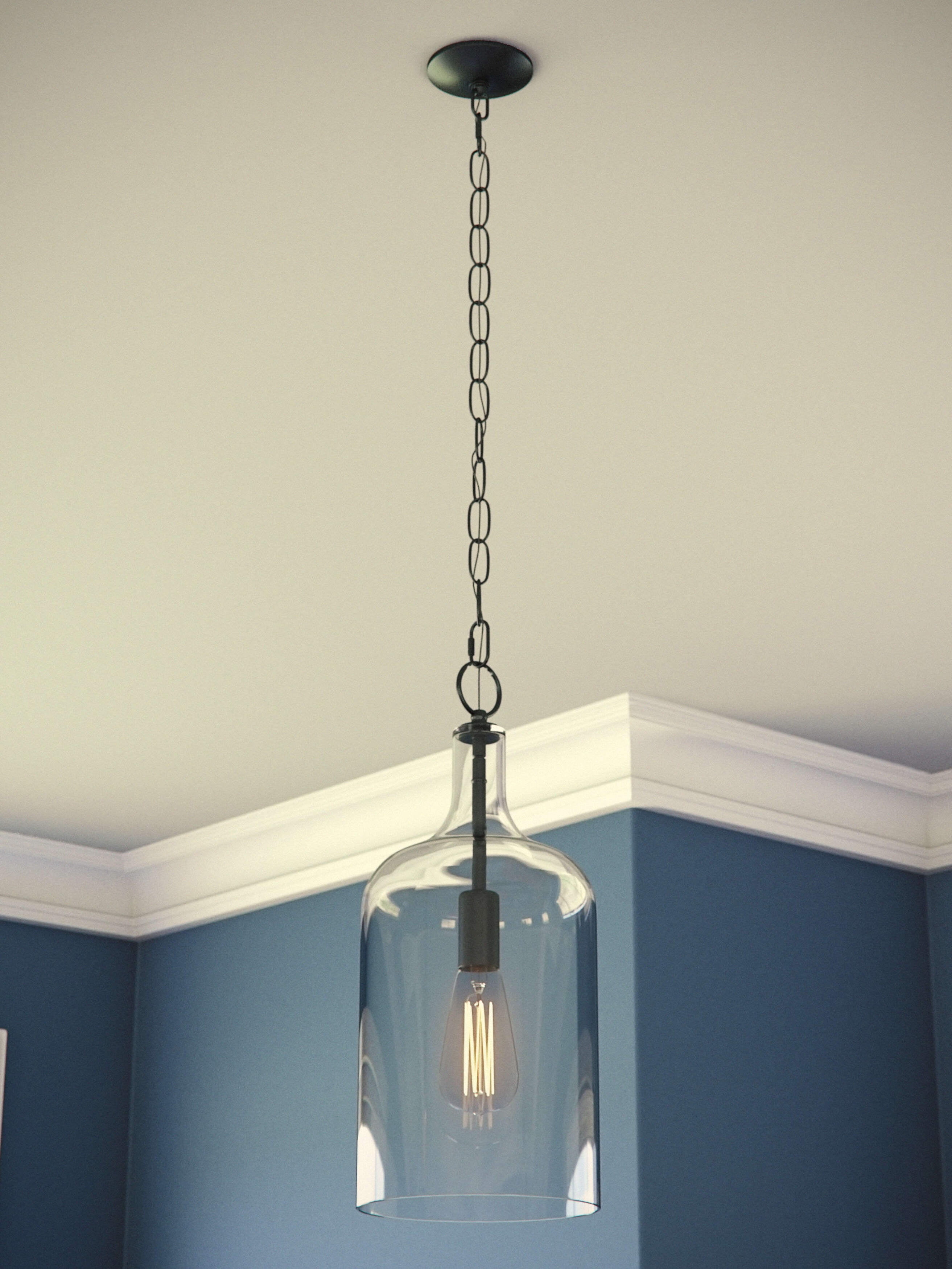 Kenroy Home Capri 6'' Pendant Light Fixture with Clear Glass Cylinder Shade for Dining Room, Kitchen Island, Bathroom, Foyer, or Entryway, Oil Rubbed Bronze