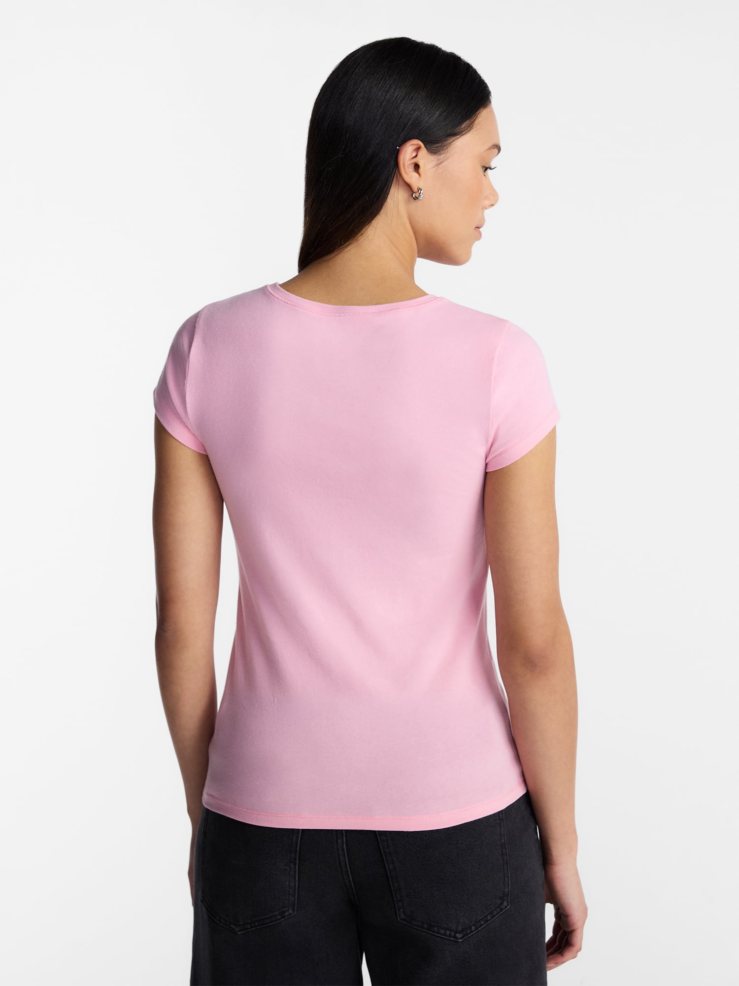 No Boundaries Crew Neck Tee with Short Sleeves, 1 or 3-Pack, Women’s