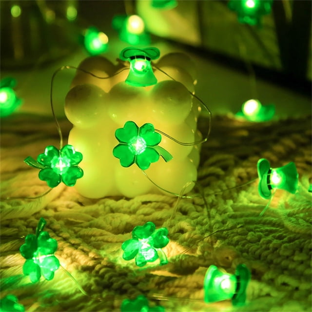 Xihbxyly Guirnalda de Luces Led para El Día de San Patricio, 4 Metros, 40 Luces, Control Remoto con 8 Modos de Iluminación, Decoración Festiva para El Hogar, Fácil de Usar, Perfecta para Celebracione
