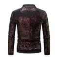 thumbnail image 3 of VSSSJ Men's Sequin Jacket Sparkly 70's Disco Costume Zipper Long Sleeve Stand Collar Party Shiny Bomber Jacket for Men Gold S, 3 of 7