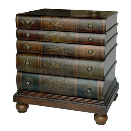 Drawer Lamp Collection - Antique Brown Console Table w/Iron Accents and Real Black Granite Top, MDF & Wood Construction