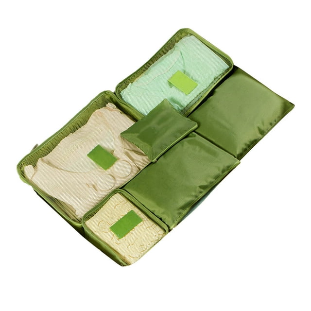 Bolsa de viaje de 6 piezas, impermeable, para guardar equipaje, cubos de embalaje para maletas, color verde