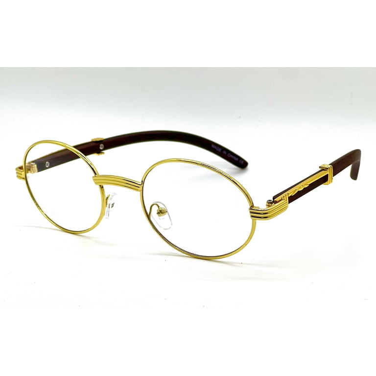 Women Eye Glasses Clear Lens Hip Hop Street Wear Style Woody Arms Classic Fancy Street Knitted Classic Oval Red Wood Arm Vintage Narrow Nerd  main image 4