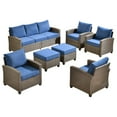 thumbnail image 2 of Ovios 7 Pieces Outdoor Patio Furniture Set Wicker Rattan Outside Conversation Sectional Sofa for Backyard, 2 of 8
