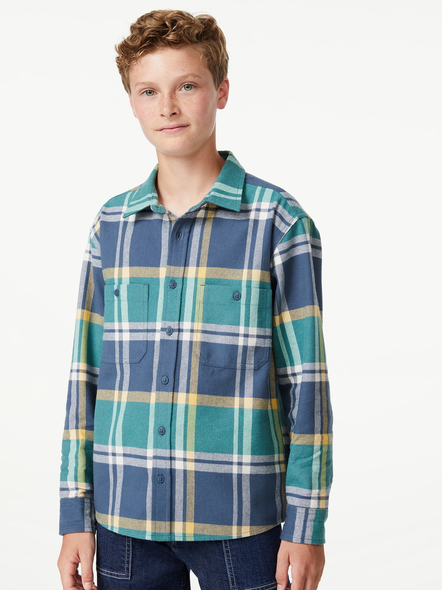Pepe Jeans Boy's Samuel Checkered Long Sleeve Sports Shirt 