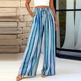 thumbnail image 4 of Mifsaly Womens Lounge Pants Colorful Striped Casual Palazzo Trousers High Waist Drawstring Elastic Waist Summer Beach Flowy Lounge Pants with Pockets Blue,XXL, 4 of 6