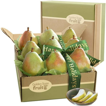 Golden State Fruit Fresh Imperial Comice Pears Gift Box with Holiday Ribbon