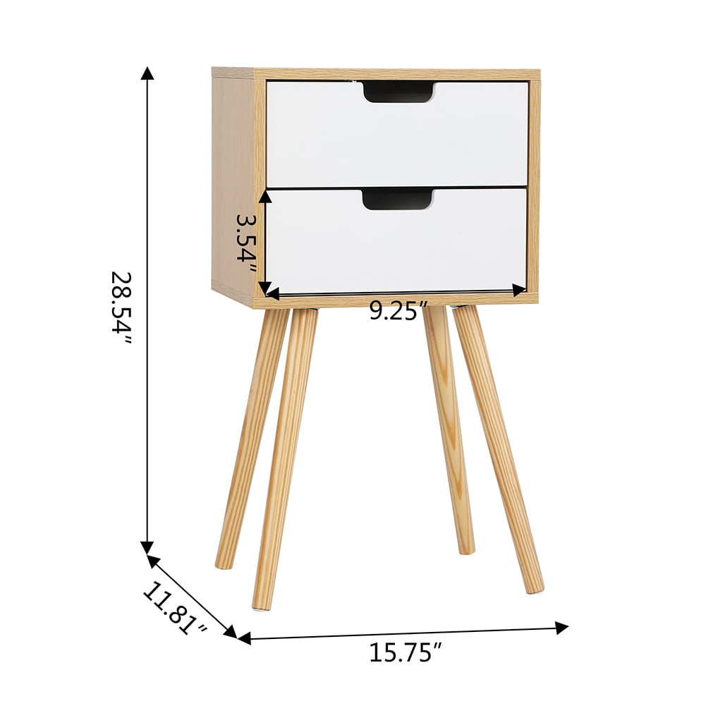 Kadyn Accent Tables Living Room, End Side Table, Storage Cabinet with 2 Drawer and Solid Wood Legs for Bedroom Furniture - Set of 1 Kadyn Accent Tables Living Room, End Side Table, Storage Cabinet with 2 Drawer and Solid Wood Legs for Bedroom Furniture - Set of 1