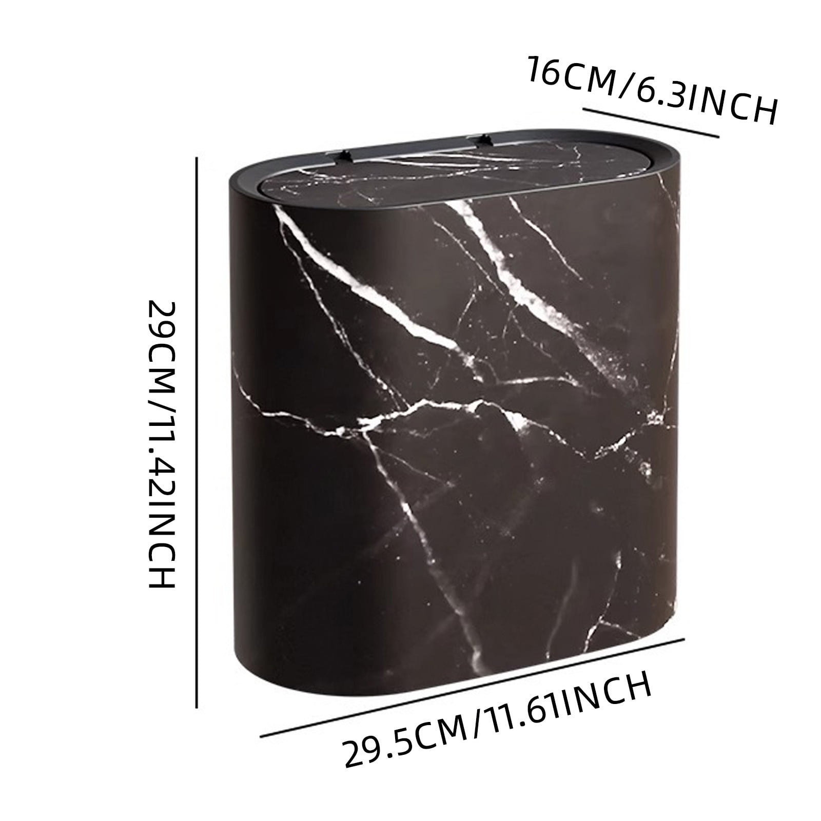 Bathroom Cans with Lids, Marble Wood Pattern Can, Detachable Inner, Small Garbage Bin with Press Type Lid, Narrow Wastebasket for Bathroom Home Indoor Hotel,White/1Pack