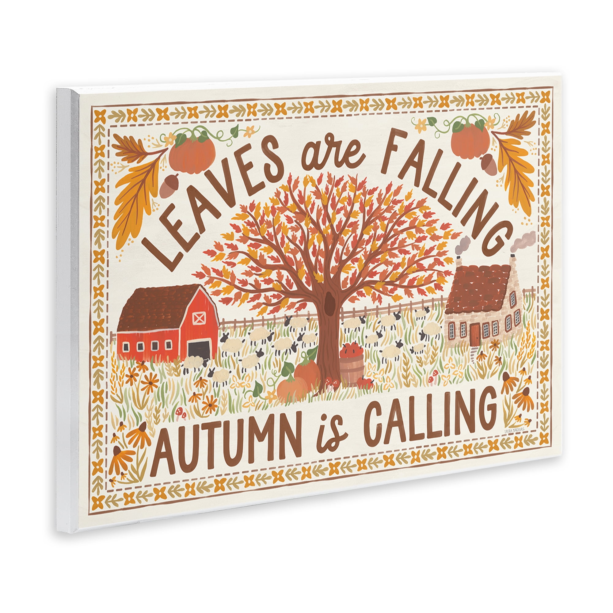Stupell Industries Leaves Are Falling Scene Landscape Painting Unframed Art Prints Wall Art, 19 x 13