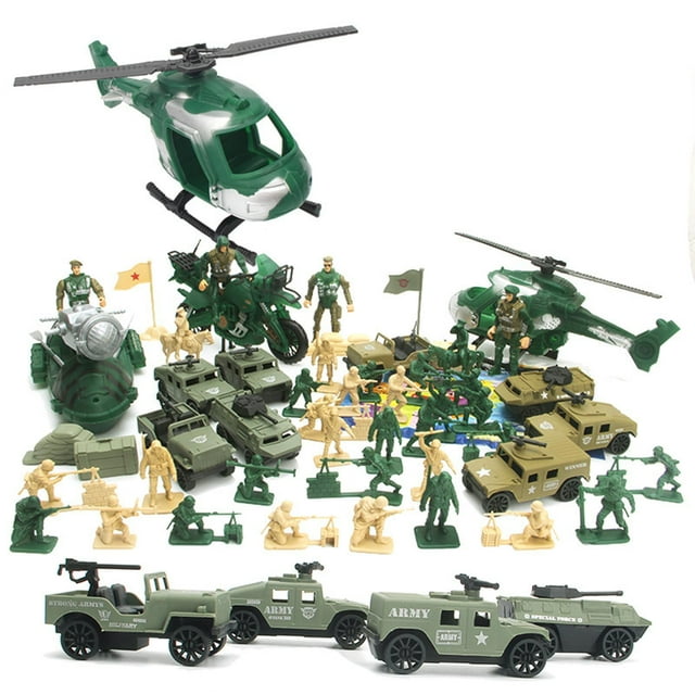 48 Pcs Véhicules d'Armée Modèles d'Avion de Soldats Pont de Bunker Jouets d'Armée Jouet Modèle Combattants Garçons