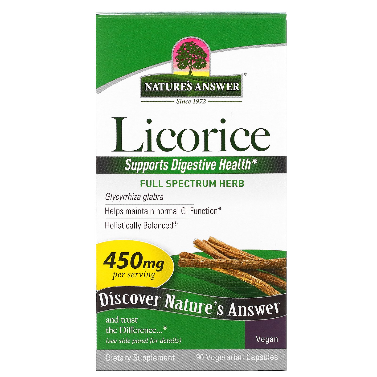 Nature's Answer Licorice, 450 mg, 90 Vegetarian Capsules