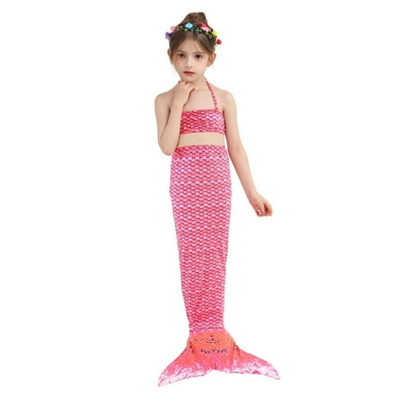 Toimothcn Swimsuit For Girls Sleeveless Casual Colorful Fish Scale Printed 2 Piece Tail Bikini Set Quickly Dry Cover Up Swimwear 4-5 Years