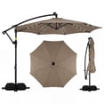 thumbnail image 1 of Costway 10 FT Solar Offset Hanging Umbrella Patio Cantilever Umbrella with 32 LED Lights Brown, 1 of 10