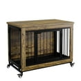 thumbnail image 2 of EuKer 38.58" Heavy Duty Dog Kennel, Wooden Dog Crate Furniture with Wheels and Removable Tray for Small Medium Dogs, 2 of 7
