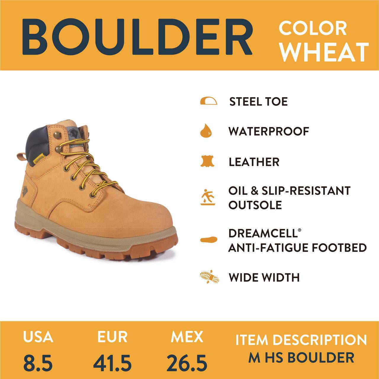 Herman Survivors Men's Boulder Waterproof 6 in Steel Toe Work Boots