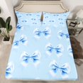 thumbnail image 2 of Feelyou Girl Cartoon Bow-tie Queen Sheet Sets, Blue Butterfly Knot Bed Set, 4pcs, 2 of 7