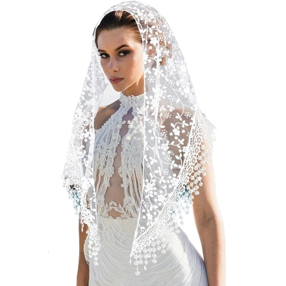 Giaone Lace Mass Veils Traditional Church Bridal Veils Mantilla Shawl for Theme Event