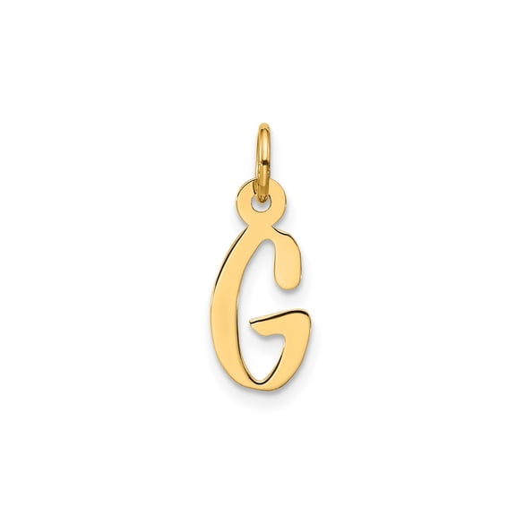 10k Yellow Gold Script Letter G Pendant Charm, Polished Monogram Initial for Women