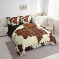 thumbnail image 3 of Manfei Vintage Farm Lodge Bedding Queen Size,Horseshoes Texas Stars Comforter Sets with Sheets,Patchwork Cow Bedding Sets Queen Size,Breathable Bedroom Decoration Reversible,7pcs, 3 of 7