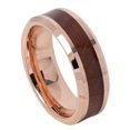 thumbnail image 2 of Men Women Tungsten Carbide Wedding Band Ring 8mm Comfort Fit Beveled Edge Hawaiian Koa Wood Inlay Tungsten Ring, 2 of 3