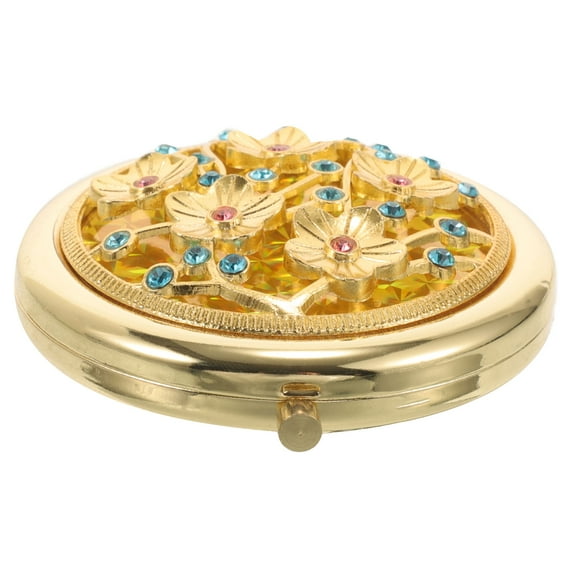 GOOHOCHY  Retro Golden Makeup Mirror Small for Handbag Portable Mirrors Travel