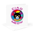 3drose, Ciao, Meow Pink Text. Black Cat Face Inside the Colorful Round ...
