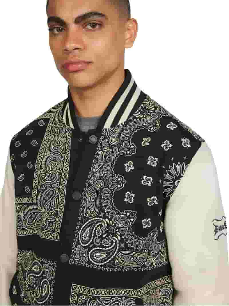 初売り 福袋 Dogg Supply Unisex Paisley Fleece Varsity Jacket, Men's Clothing
